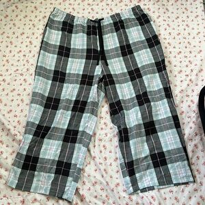 Plaid cropped pajama casual pants